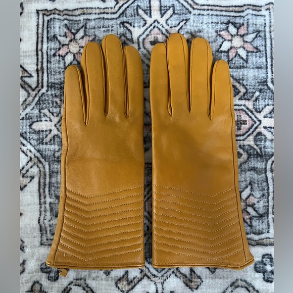 HOT PAWS Genuine Leather Gloves mustard yellow - Picture 1 of 4